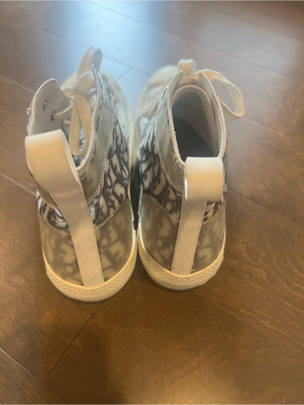 Dior Transparent Oblique High-Top Sneakers in White and Gray - Picture 3 of 5